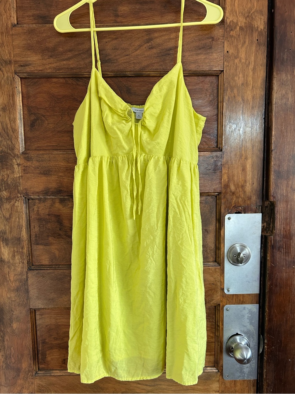 Lime Green Spaghetti-Strap Slip Dress with Tie Detail